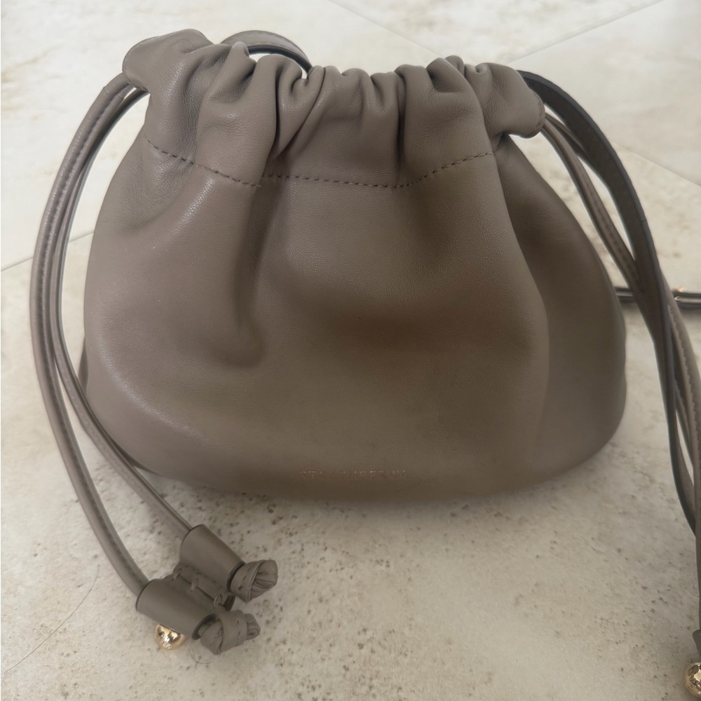Strathberry Charlotte Taupe Drawstring Shoulder Bag